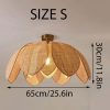 Woven Flower Rattan Lampshade, Rattan Pendant Light Fixture Kitchen Lamp