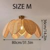 Woven Flower Rattan Lampshade, Rattan Pendant Light Fixture Kitchen Lamp
