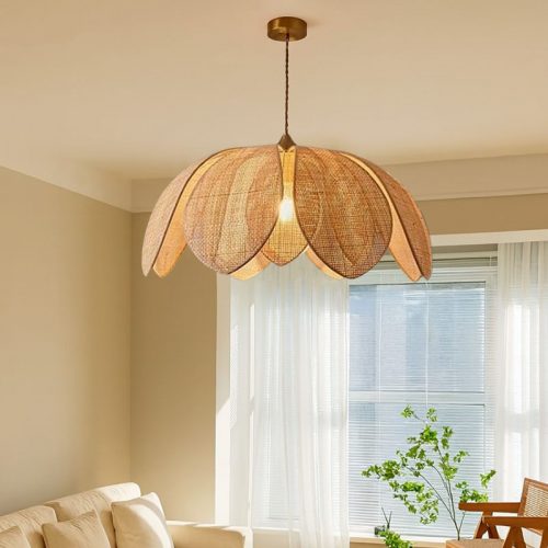 Woven Flower Rattan Pendant Light Living Room