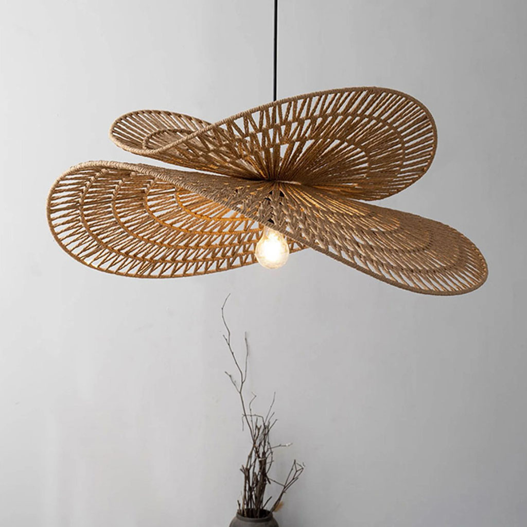 Wabi Sabi Wicker Pendant Light Handmade Lampshade