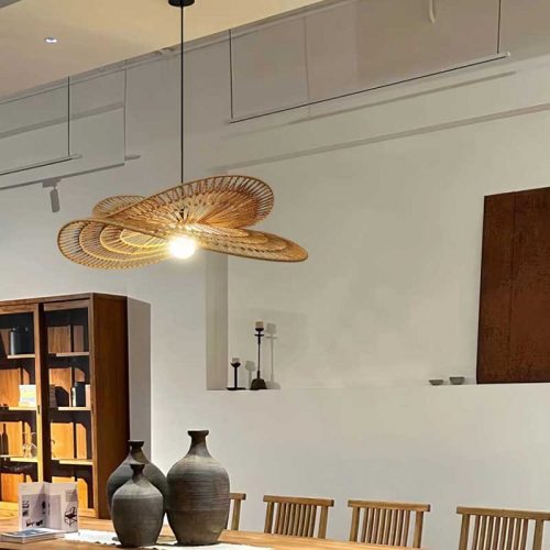 Wicker Rattan Rope Pendant Light Dining Room