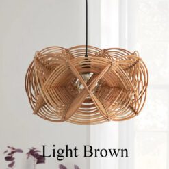 light brown rattan lampshade woven hanging pendant light fixture