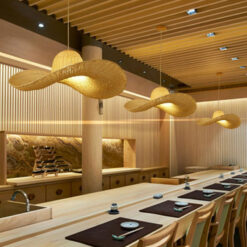 Creative Rattan Hat Lighting Fixtures Vintage Chandeliers Art Decorate