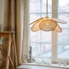 Minimalist Rattan Pendant Lights Handmade Flower Lamps