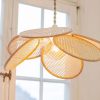 Minimalist Rattan Pendant Lights Handmade Flower Lamps