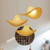 Rattan Hat Chandeliers Creative Room Decor Restaurant Vintage Art Lighting Fixtures Dining Room (2)