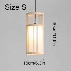 Small Cylinder Bamboo Pendant Light Kitchen Restaurant Coffee Size S