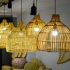 Vintage Rattan Pendant Lights Wicker Black Brown Lampshade