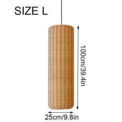 Cylinder Rattan Lampshade, Rattan Pendant Light Chandelier Kitchen Dining Room Restaurant