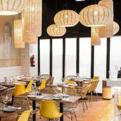 Cylinder Rattan Lampshade, Rattan Pendant Light Chandelier Kitchen Dining Room Restaurant