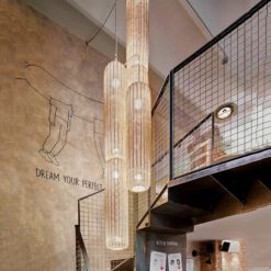 Cylinder Rattan Lampshade, Rattan Pendant Light Chandelier Kitchen Dining Room Restaurant