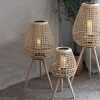 Creative Rattan Lantern Floor Lamp Candlestick Standing Lights