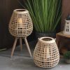 Creative Rattan Lantern Floor Lamp Candlestick Standing Lights