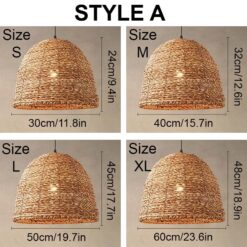 Vintage Wabi-sabi Style Pendant Lights, Wicker Light Fixture