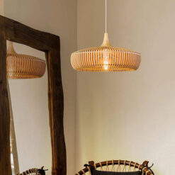 Vintage Wood Pendant Light, Kitchen Lampshade Wooden Chandelier