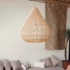 Watter Drop Shape Rattan Lampshade, Rattan Light Fixture Wicker Lighting Pendant Lamp