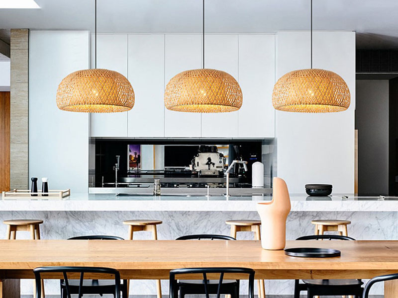Bamboo Pendant Light Fixtures Dining Room