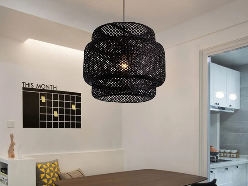 Black Bamboo Pendant Light For Morden Dining Room