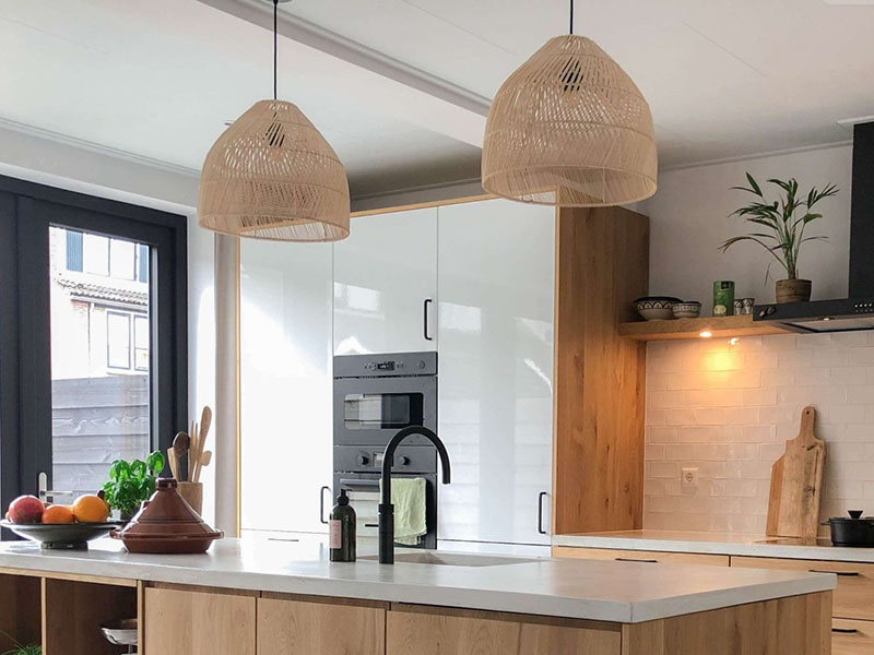 Bohemian Kitchen Island Rattan Light