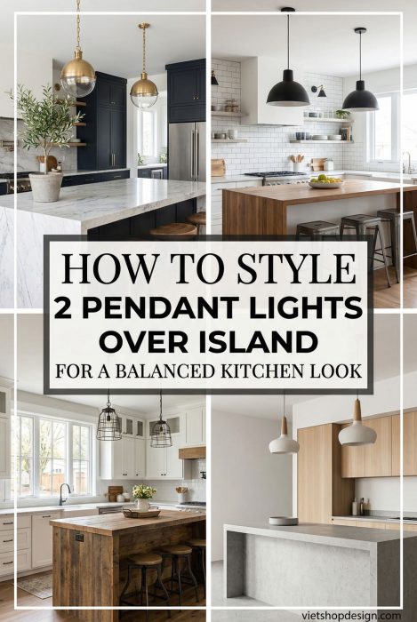 Two Pendant Lights Over Island: Elegance & Functionality