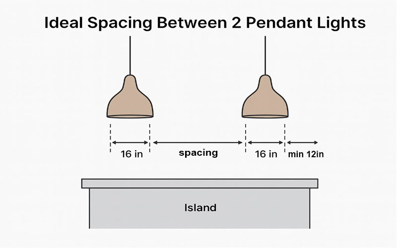 Ideal Spacing Between 2 Pendant Lights Over Island