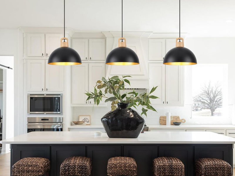 Matte Black Domes Kitchen Island Pendant