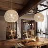 Rattan Globe Pendant Light Fixtures Natural Black Light
