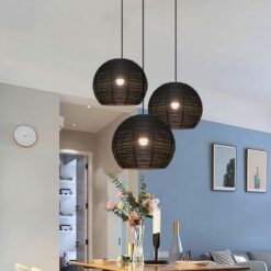 Rattan Globe Pendant Lights Natural Black Light Fixtures