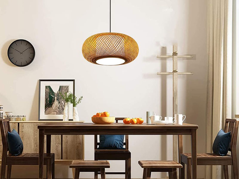 Single Bamboo Pendant Light Fixture