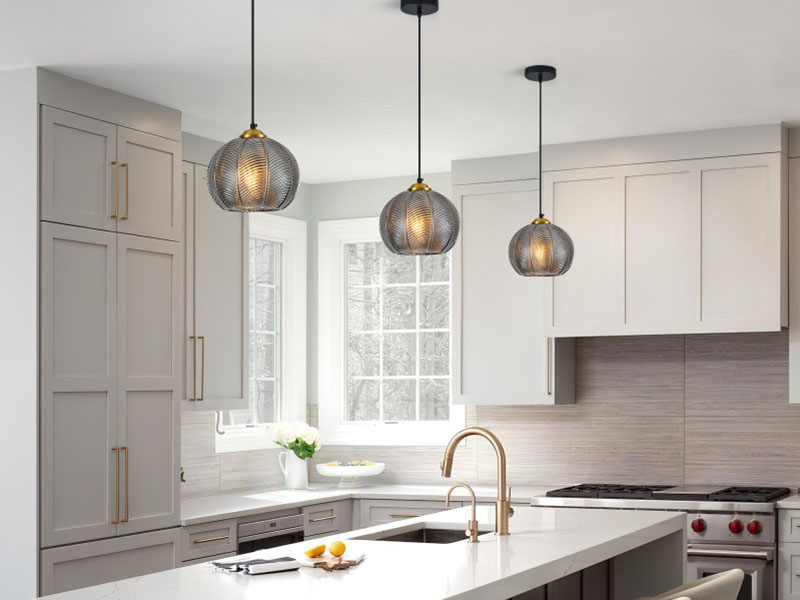 Smoked Glass Globes Pendant Light Kitchen Island