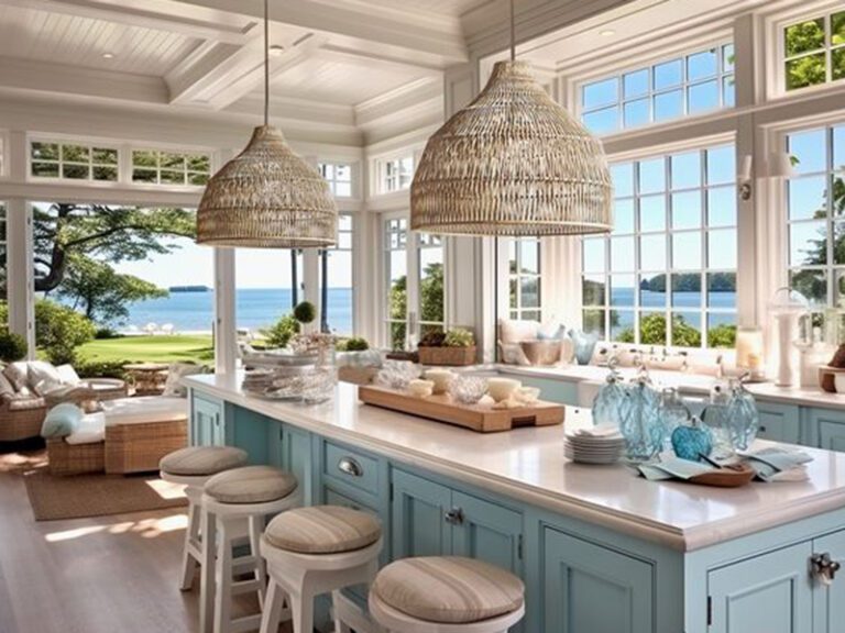 Two Pendant Lights Over Island: Elegance and Functionality with