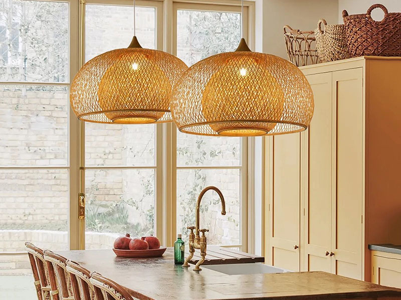 Unique Kitchen Island Bamboo Light