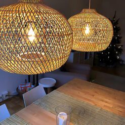 Wicker Rattan Pendant Light, Rattan Lampshade Hanging Kitchen Island