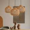 Wicker Rattan Pendant Light, Rattan Lampshade Hanging Kitchen Island