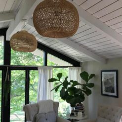 Wicker Rattan Pendant Light, Rattan Lampshade Hanging Kitchen Island