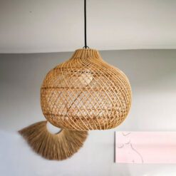 Wicker Rattan Pendant Light, Rattan Lampshade Hanging Kitchen Island