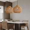 Wicker Rattan Pendant Light, Rattan Lampshade Hanging Kitchen Island