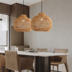 Wicker Rattan Pendant Light, Rattan Lampshade Hanging Kitchen Island