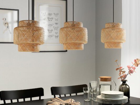 Bamboo Light in Dining Room