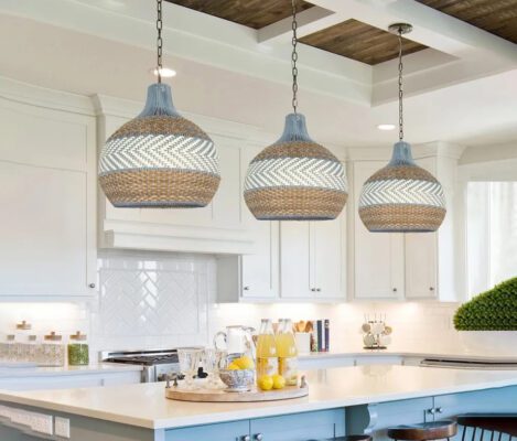 Rattan kitchen pendant light