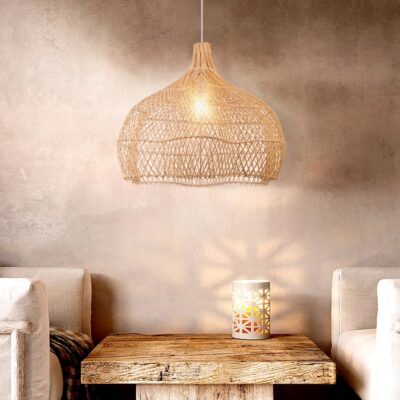 Rattan light create a vintage warm and inviting ambiance