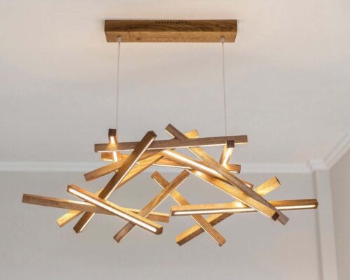 Wood chandelier creating a breathtaking focal point in your rooms