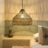 Wood Paper Rope Pendant Light, Wicker Lampshade Kitchen Island Design