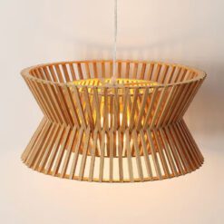 wood pendant light, wood lampshade lighting
