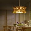 wood pendant light, wood lampshade lighting