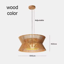 wood pendant light, wood lampshade lighting