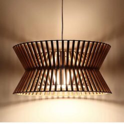 wood pendant light, wood lampshade lighting