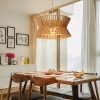 wood pendant light, wood lampshade lighting
