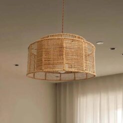 Paper Rope Pendant Light Wicker Wabi Sabi Lampshade