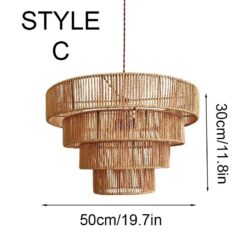 Paper Rope Pendant Light Wicker Wabi Sabi Lampshade
